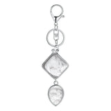 Minimalist Natural Stone Keychain Aesthetic Geometric Quartz Teardrop Charm Bag Pendant Girlfriend Gift