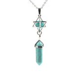 Natural Amethyst Crystal Quartz Merkaba Star Stone Chakra Pendant Necklace Hexagonal Pointed Energy Reiki Healing