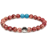 Natural Stone Stretch Beaded Bracelet with Turquoise Accent & Heart Charm Chakra Energy Healing Elastic Bracelet for Women Stacking Jewelry