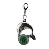 Bohemian Silver Marine Dolphin Key Ring • Cute Sea Animal Crystal Sphere Holder Charm • Unisex Beach Summer Theme Key Holder Clip Gift