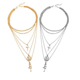 Bohemia Women Gold Laying Necklace Pendant Gold Choker Necklace Vintage Dainty Handmade Necklaces for Women and Girls