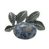 Natural Healing Stone & Antique Silver Leaf Brooch Pendant - Dual Use Statement Charm