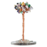 Natural Crystal Tree with Gray Agate Base | Handmade Copper Wire Gemstone Ornament for Home & Office Decor