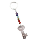 7 Chakra Beads Heart Key Crystal Keychain, Natural Healing Gemstone Love Key Pendant Gift