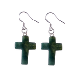 Purple Crystal Cross Dangle Earrings Hypoallergenic Silver Ear Hooks Handcrafted Genuine Amethyst Gemstone Crucifix Earrings Minimalist Jewelry