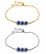 Dainty 3 Natural Chakra Gemstone Bead Bracelet Adjustable Slider Gold Plated Alloy Chain Crystal Bracelet Friendship Energy Healing Jewelry Gift