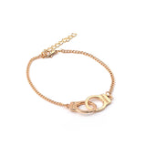 Dainty Handcuff Link Bracelet & Anklet- Gold & Silver Tone Freedom Charms Jewelry - Adjustable Punk Style Chain Bracelet for Women