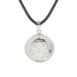 Owl Hollow Pendant Necklace, Silver Plated Natural Crystal Inlay Black Wax Cord Wisdom Symbol Necklace