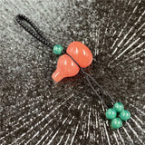 Natural Agate Crystal Gourd Keychain, Hand Braided Cord Lucky Hulu Charm Wealth Prosperity Safety Bag Pendant for Men Women