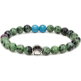 Natural Stone Stretch Beaded Bracelet with Turquoise Accent & Heart Charm Chakra Energy Healing Elastic Bracelet for Women Stacking Jewelry