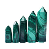 Natural Malachite Crystal Point Tower Polished Hexagonal Obelisk Wand for Home Decor Meditation Crystal Collection Gift