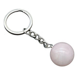 20mm Natural Crystal Sphere Keychain Round Gemstone Ball Key Ring Chakra Healing Stone Bag Pendant Friendship Gift