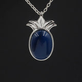 Crystal pineapple Pendant Pineapple 18K Rose/White/Yellow Gold Plated Dainty Opal Necklace & Anchor Chain, White