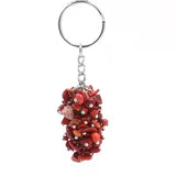 Chakra Gemstone Grape Pendant Keychain Healing Crystals Tumbled Stone Beads Keyring for Couple Best Friend Family