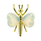 Vintage Gold Plated Insect Butterfly Pendant with Heart Gemstones, Genuine Healing Stone Chakra Crystal Amulet, Handmade Crafting Findings for Romantic Gift