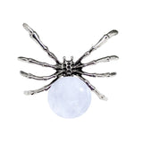 47×40mm Natural Crystal Ball Spider Pendant | Gothic Antique Silver Insect Charm for DIY Jewelry