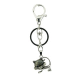 Healing Crystal Rose Quartz Semiprecious Stone Crafts Charm Cat Pendant Keychain for Women and Men