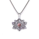 Stainless Steel Vintage Link Chain Custom Jewelry Bohemian Style Lotus Flower Jewelry for Women Necklace