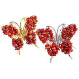 Natural Crystal Chip Butterfly Ornament | Gold-Plated Frame Handmade Gemstone Home Decor