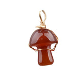 20mm Natural Crystal Mushroom Pendant  Wire-Wrapped Gemstone DIY Jewelry for Gifts
