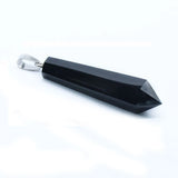 Natural Stone Hexagonal Column Pendant Necklace Carved Healing Pointed Quartz Crystal Wand Amulet with 18 Inch Black Cord Spiritual Jewelry Gift