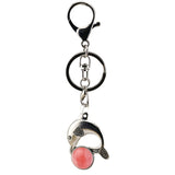 Bohemian Silver Marine Dolphin Key Ring • Cute Sea Animal Crystal Sphere Holder Clip • Heavy-Duty Swivel Lobster Clasp Christmas Gift