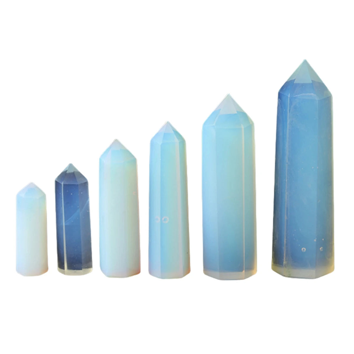 Synthetic Opalite Crystal Point Tower Polished Hexagonal Obelisk Wand for Home Decor Meditation Reiki Crystal Collection Gift