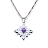 Stainless Steel Witch’s Knot Gemstone Necklace  Celestial Moon Goddess Pendant - Wiccan Protection Jewelry for Women & Men