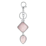 Minimalist Natural Stone Keychain Aesthetic Geometric Quartz Teardrop Charm Bag Pendant Girlfriend Gift