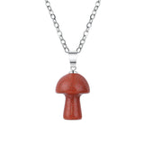 15×20mm Natural Crystal Mushroom Pendant Necklace, Mini Gemstone Chakra Healing Jewelry