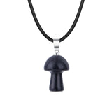 15×20mm Natural Crystal Mushroom Pendant Necklace, Mini Gemstone Chakra Healing Jewelry