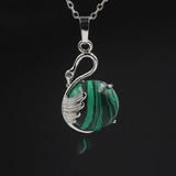 Natural Round Crystal Stone Pendant Wing Silver Plated Wrapped Gemstone Pendant Chakra Reiki Healing Crystal Charms for Jewelry Making Necklace
