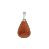 Natural Crystal Teardrop Pendant Necklace, Polished Gemstone Water Drop Sweater Chain for Women, Healing Stone Jewelry