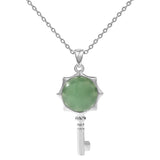 Sunflower Key Gemstone Pendant Necklace for Women Men #SN1766 with Silver Chain