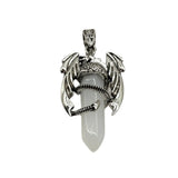 Mythical Flying Dragon Wrapped Quartz Point Pendant, Genuine Healing Stone Chakra Wand Charm, Wiccan Punk Spiritual Protection Jewelry Findings