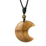 35MM Gemstone Crescent Moon Pendant Necklace Adjustable Rope for Women Men #SN1762