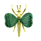 Vintage Gold Plated Insect Butterfly Pendant with Heart Gemstones, Genuine Healing Stone Chakra Crystal Amulet, Handmade Crafting Findings for Romantic Gift