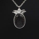 Crystal pineapple Pendant Pineapple 18K Rose/White/Yellow Gold Plated Dainty Opal Necklace & Anchor Chain, White