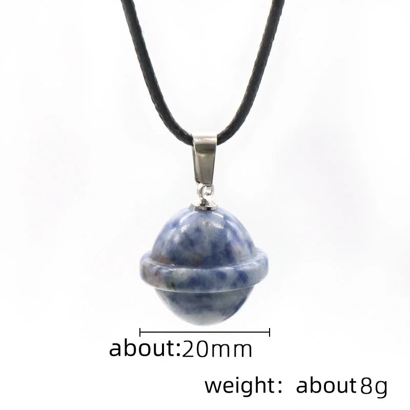 UFO Planet Crystal Necklace | 20mm Natural Quartz Pendant Creative Space-Themed Jewelry