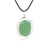 Natural Oval Crystal Stone Pendant Silver Leaf Wrapped Crystal Pendant Necklace Reiki Chakra Healing Crystal Jewelry for Women Multiple Gemstone Options