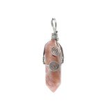 Natural Crystal Hexagonal Point Pendant • Copper Wire Wrapped Double Spiral Crystal Charm • Healing Chakra Gemstone Jewelry Making Accessory