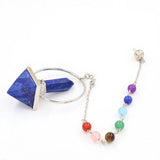 Natural Crystal Pyramid Pendulum, 7 Chakra Beaded Chain Dowsing Pendulum, Reiki Healing Divination Spiritual Crystal Pendant for Meditation