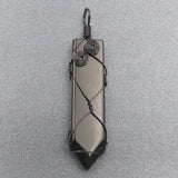 Retro natural crystal sword shaped manual winding pendant pine Opal Pendant Natural Amethyst Gemstone Big Pointed Sword Arrow