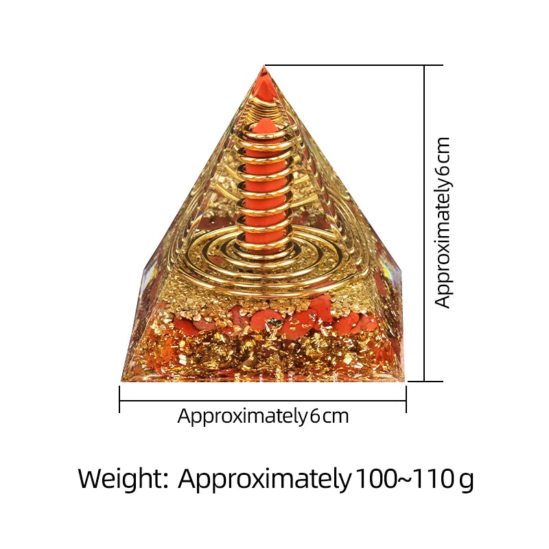 60mm Gemstone Energy Pyramid for Home Office Feng Shui Decor Resin Crystal Healing Ornament