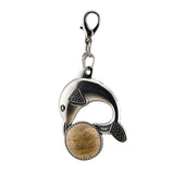 Bohemian Silver Marine Dolphin Key Ring • Cute Sea Animal Crystal Sphere Holder Charm • Unisex Beach Summer Theme Key Holder Clip Gift