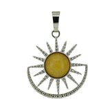 Vintage Sun Burst Gemstone Charm - Spiritual Healing Crystal Pendant Jewelry