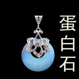 Multicolor Zircon Flower Silver Wrapped Donut Natural Agate Pendant, Round Peace Circle Chakra Healing Crystal Charm for DIY Necklace Making