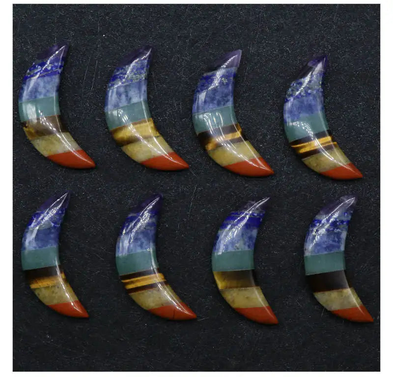 Bonded 7 Chakra Crescent Moon Healing Crystal Pendant | Chakra Balancing Gem Pendant for Reiki Meditation Women Spiritual Gift