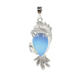 Silver Parrot Gemstone Pendant for DIY Making Jewelry #SP1764-Bird Animal Charms