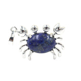 Natural Gemstone Crab Pendant | Silver-Tone Alloy Animal Charm for DIY Jewelry